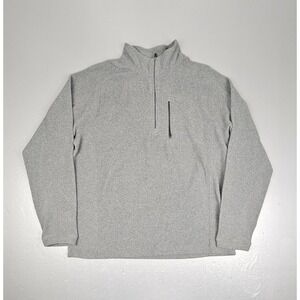 LL Bean Sweater‎ Mens Medium Gray Fleece Quarter Zip Long Sleeve Outdoor Pocket